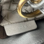 Dior Lady Dior Mini in Pelle Cannage Grigio Metallizzato con Hardware Dorato