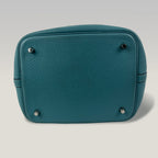 Hermès Picotin Lock 23 Clemence Leather Tote Bag Blue Paon