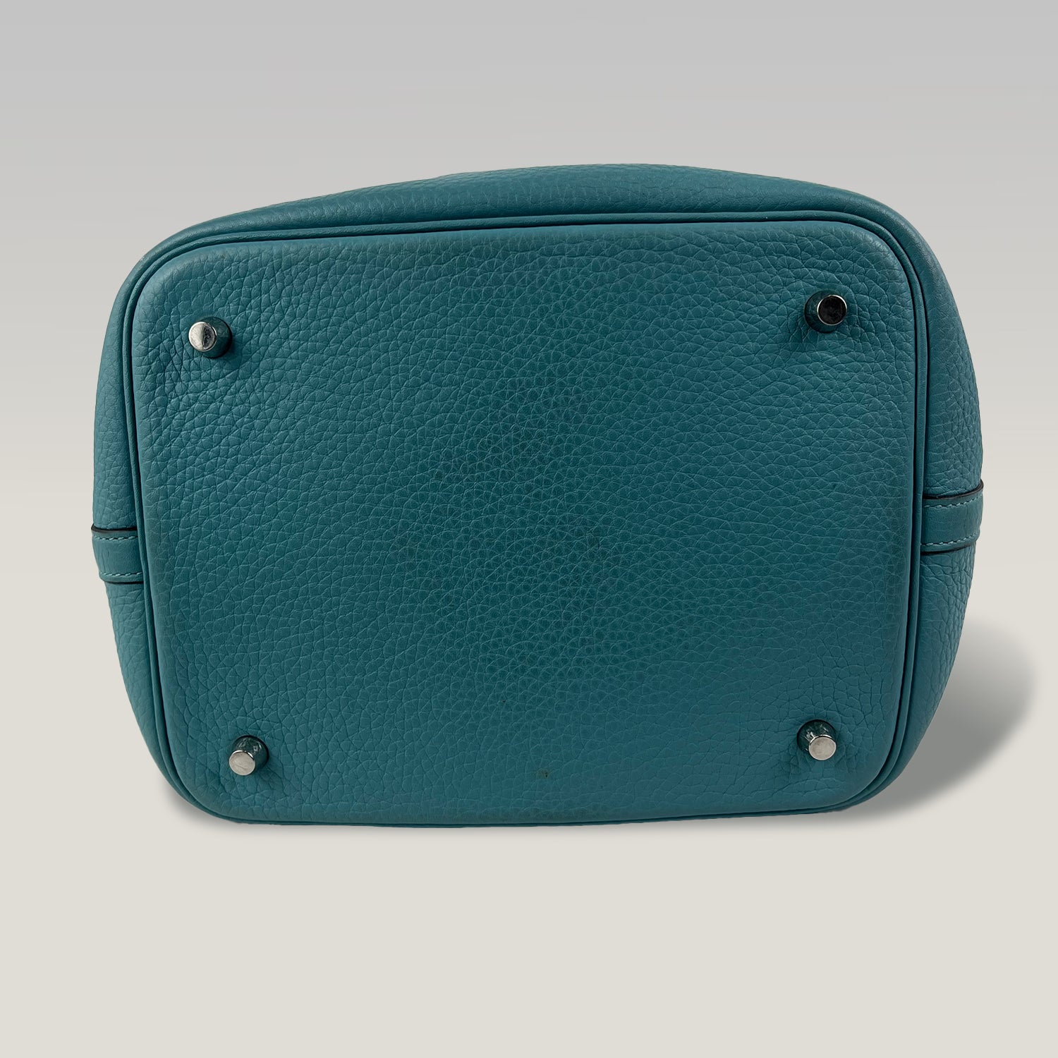 Hermès Picotin Lock 23 Clemence Leather Tote Bag Blue Paon