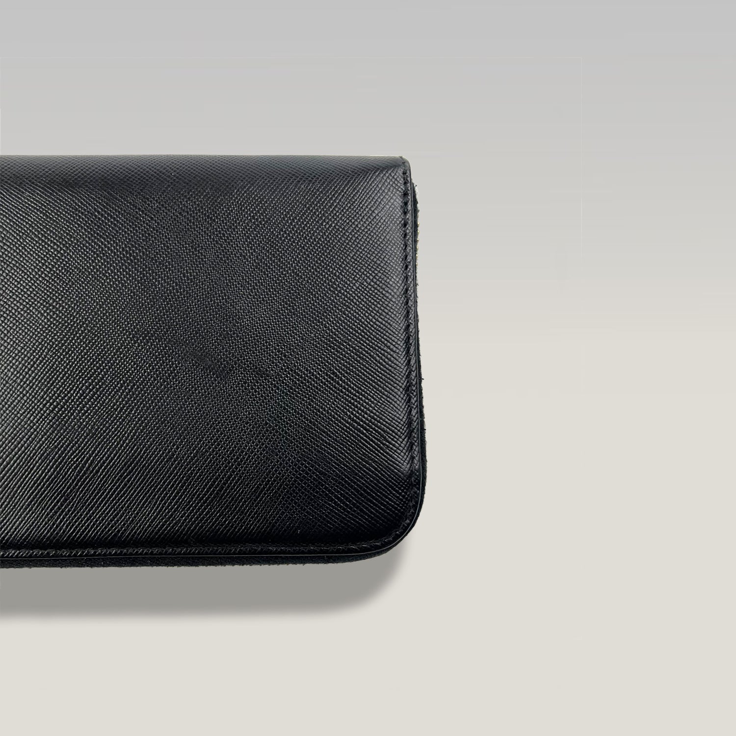 Prada Zip Around Wallet in Black Saffiano Leather 