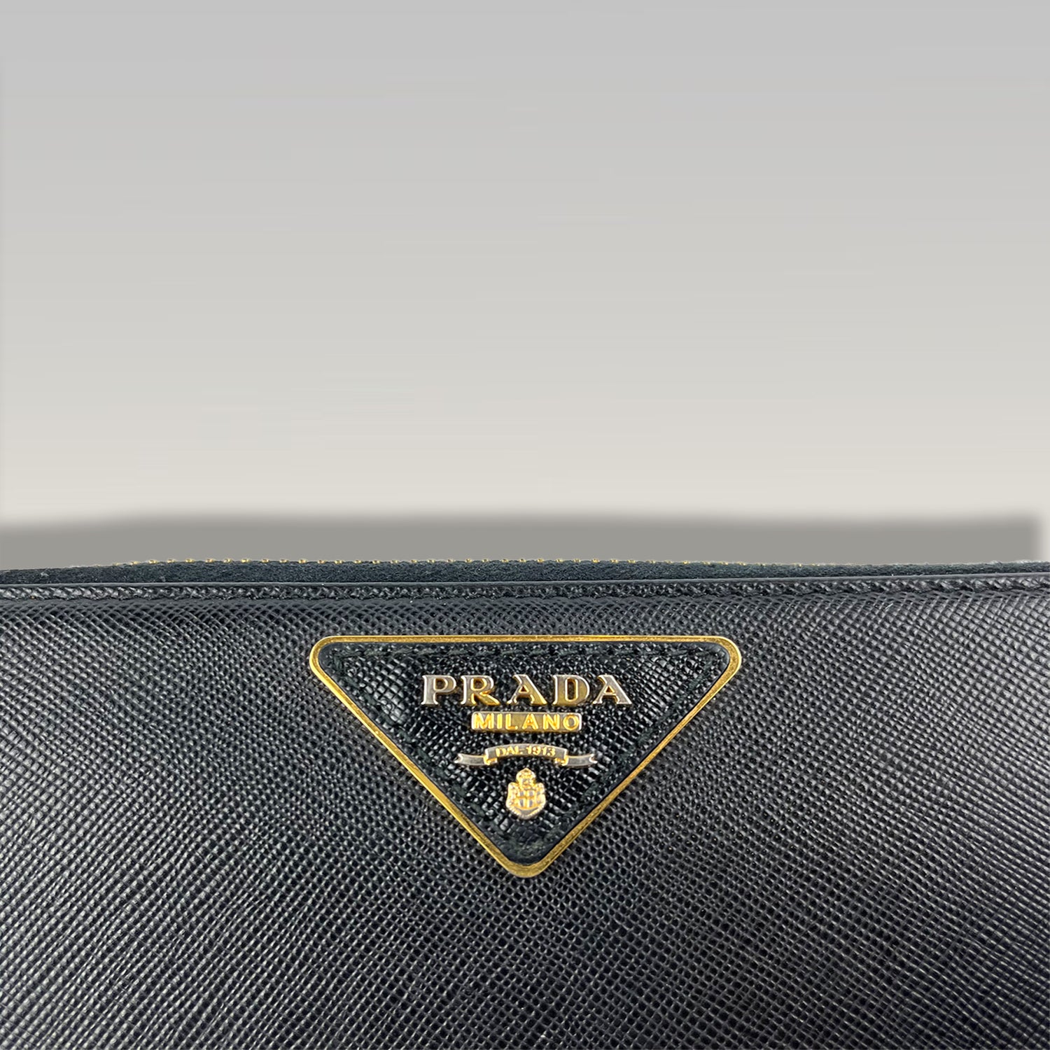 Prada Zip Around Wallet in Black Saffiano Leather 