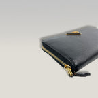 Prada Zip Around Wallet in Black Saffiano Leather 
