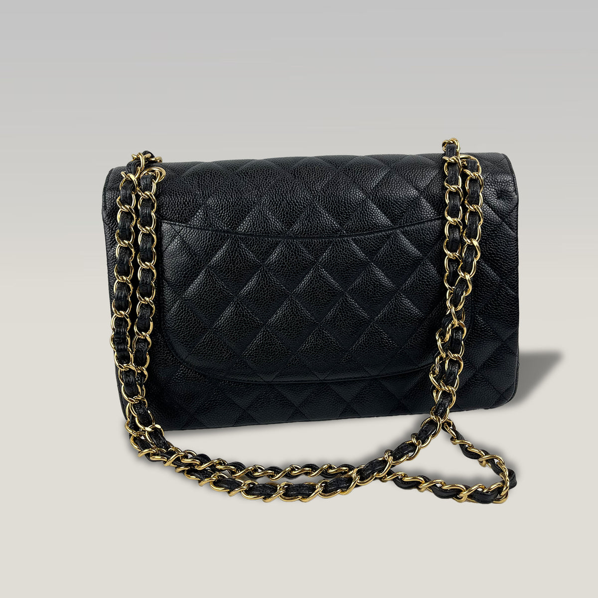 CHANEL Classic Flap Jumbo Nera in Pelle Caviar Trapuntata con Hardware Dorato e Card di Autenticità