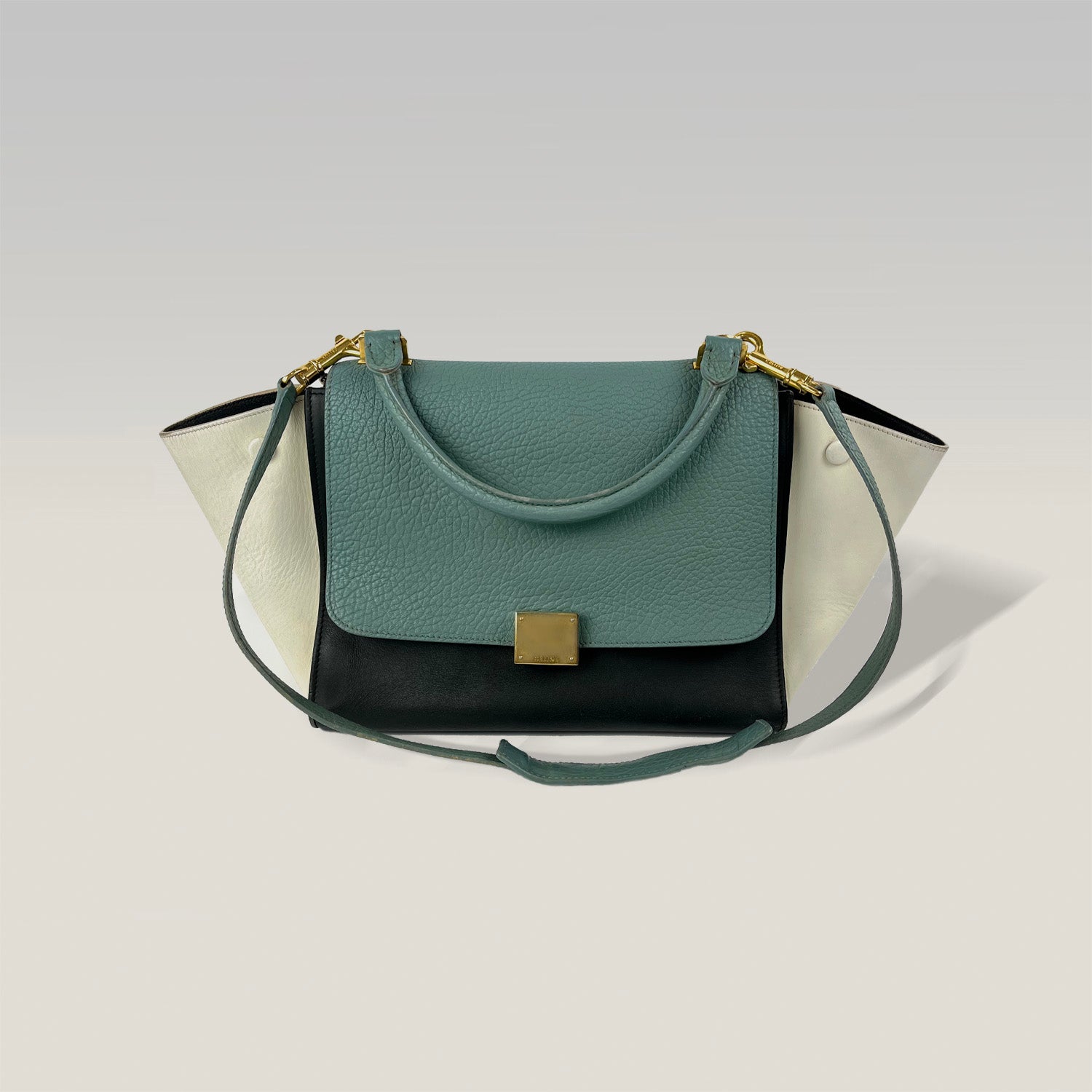 Céline Trapeze Borsa a Mano Multicolore – Pelle Martellata (Taglia Media)