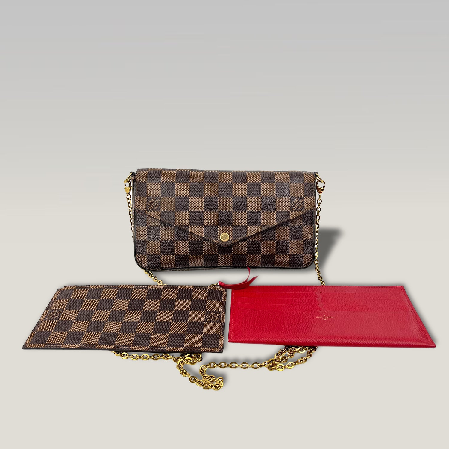 Louis Vuitton Pochette Félicie Damier Ebene con Catena