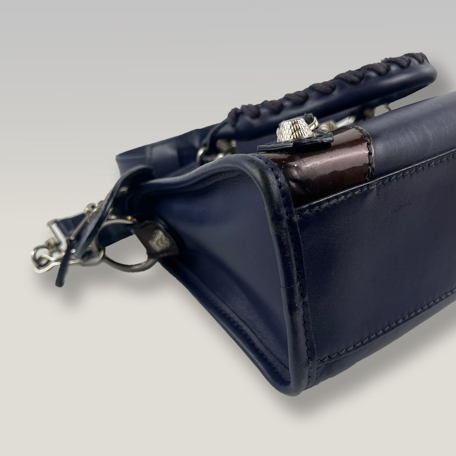 Balenciaga Giant Mini City Navy Leather Crossbody Bag