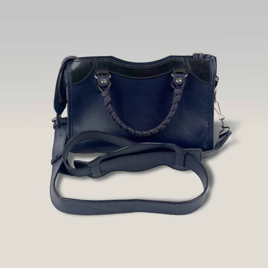 Balenciaga Giant Mini City Navy Leather Crossbody Bag