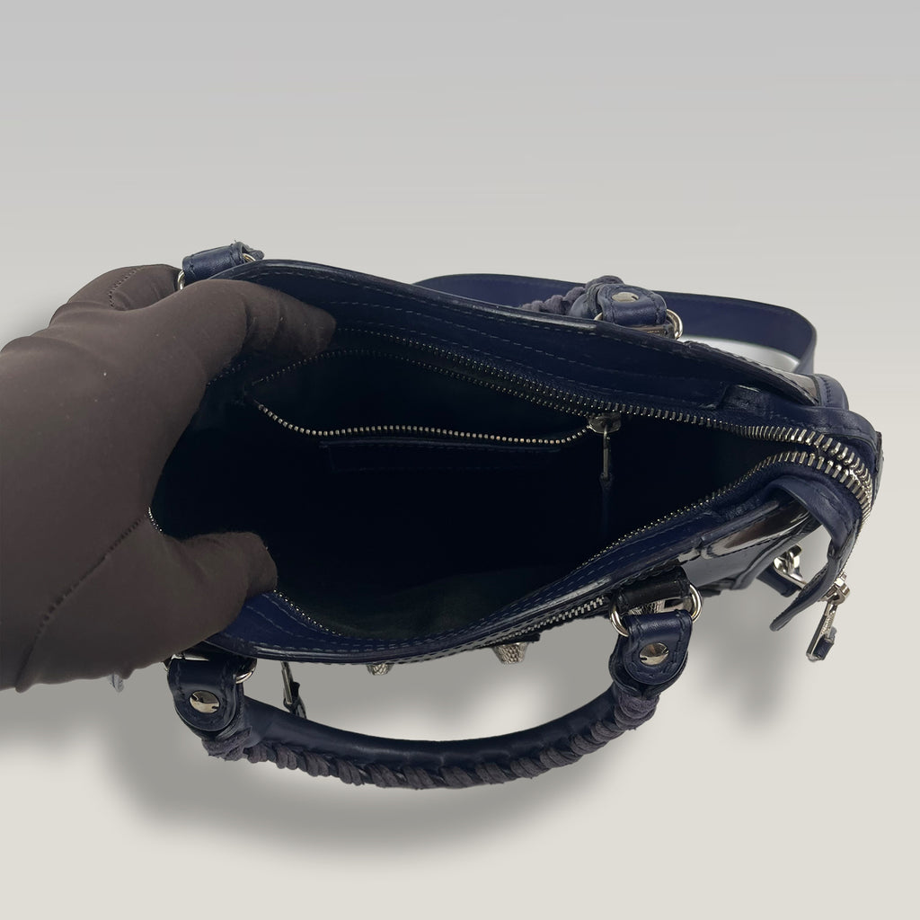 Balenciaga Giant Mini City Navy Leather Crossbody Bag