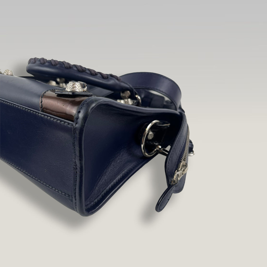 Balenciaga Giant Mini City Navy Leather Crossbody Bag