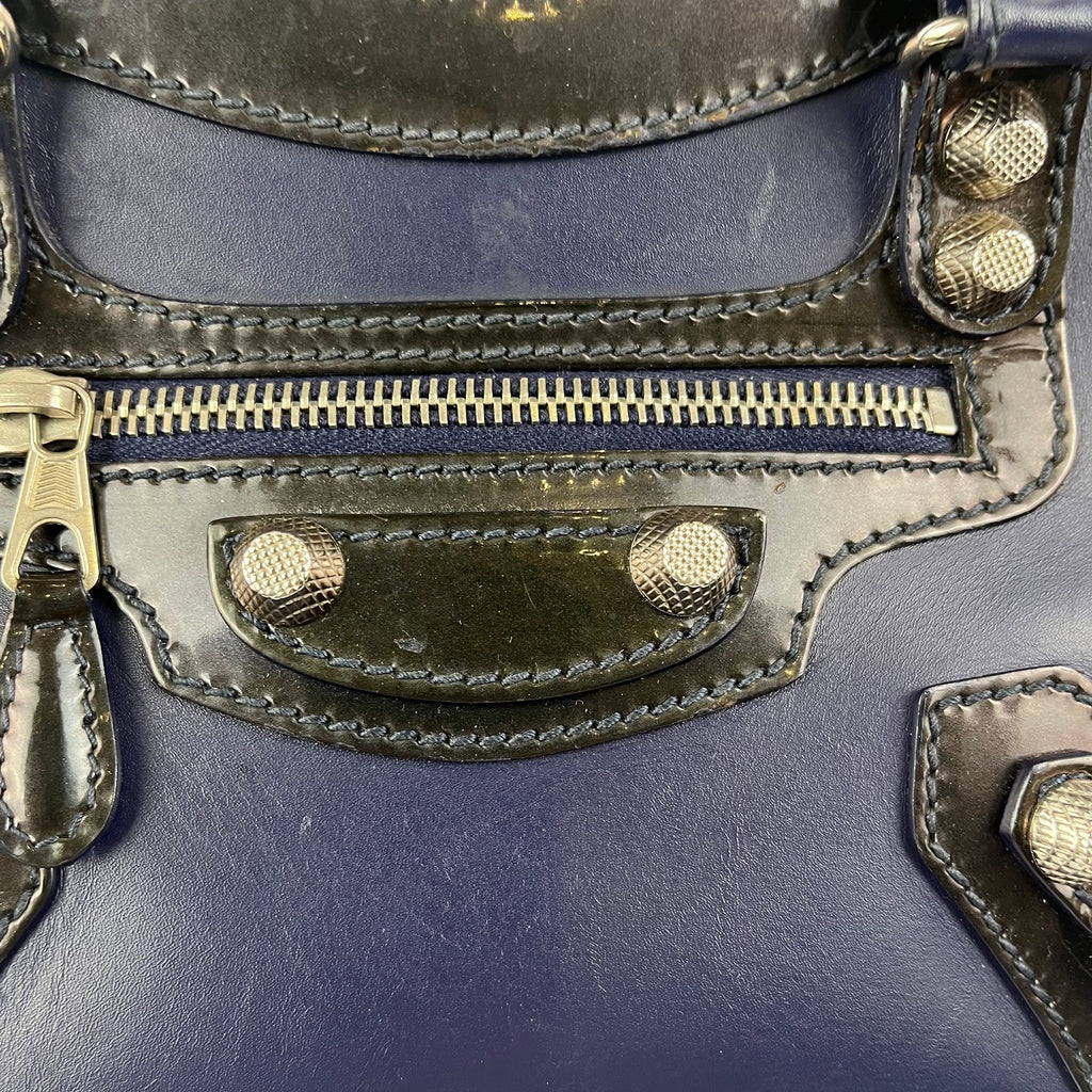Balenciaga Giant Mini City Navy Leather Crossbody Bag