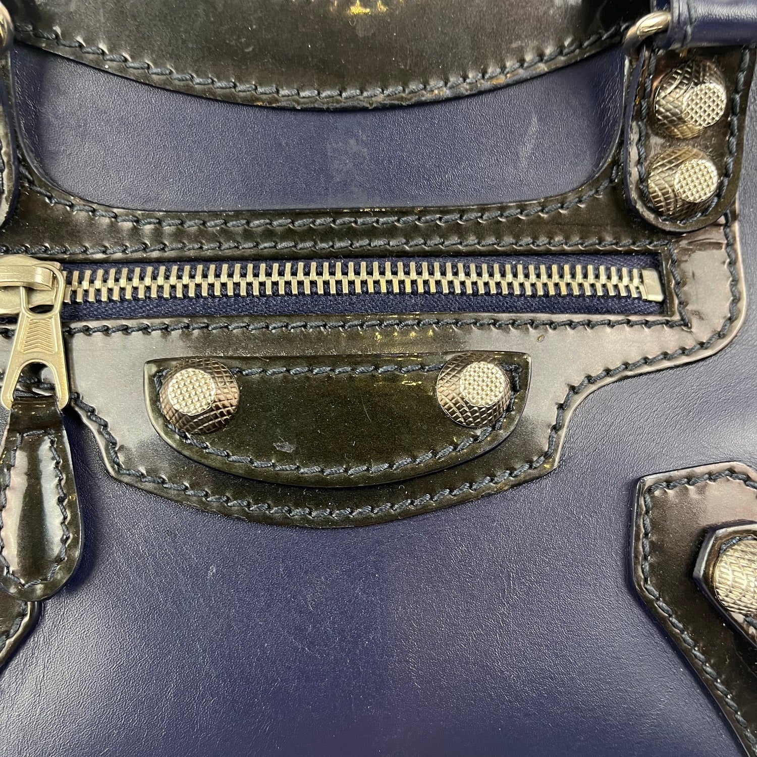 Balenciaga Giant Mini City Navy Leather Crossbody Bag