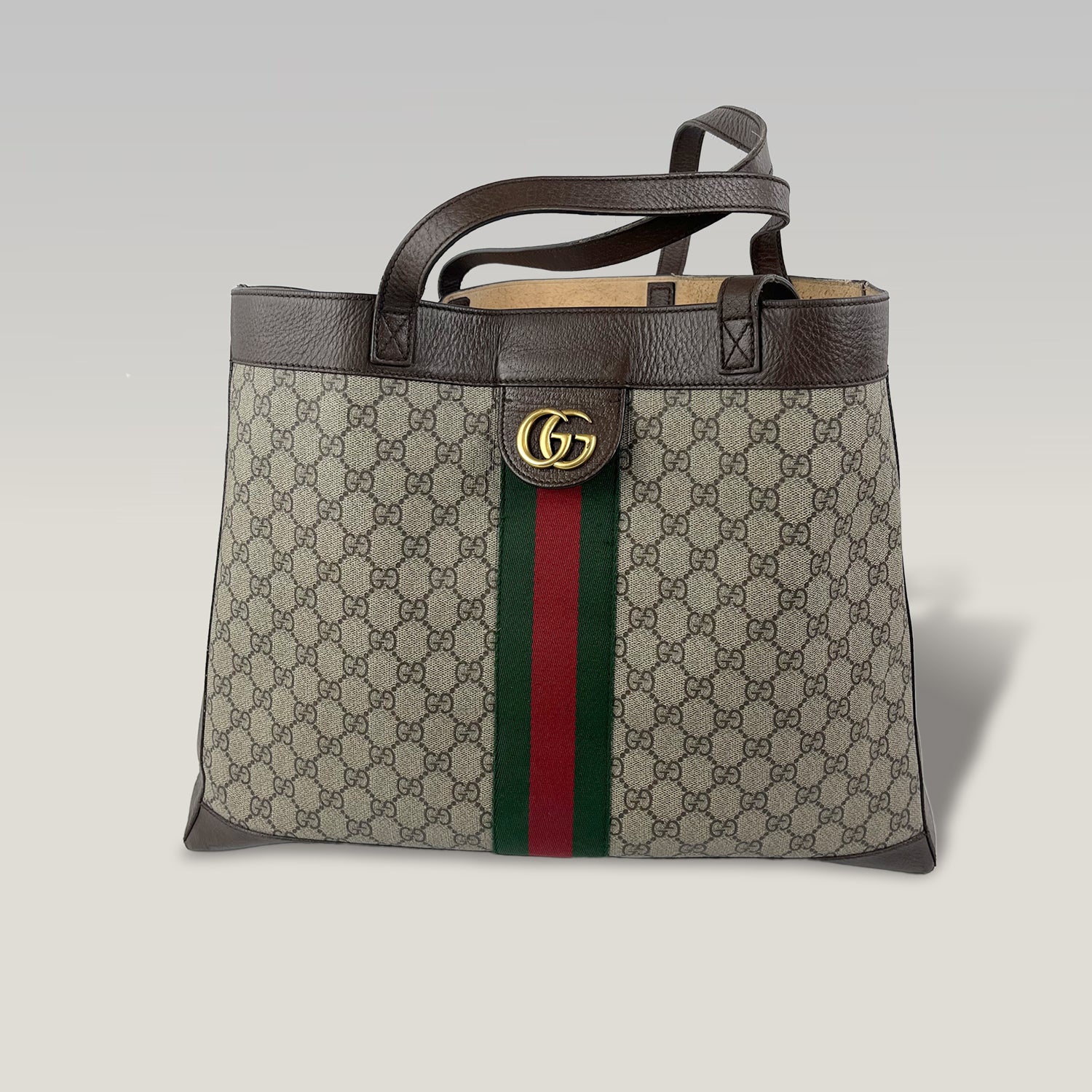 Gucci Ophidia GG Supreme Large Tote Bag Beige Ebony Canvas