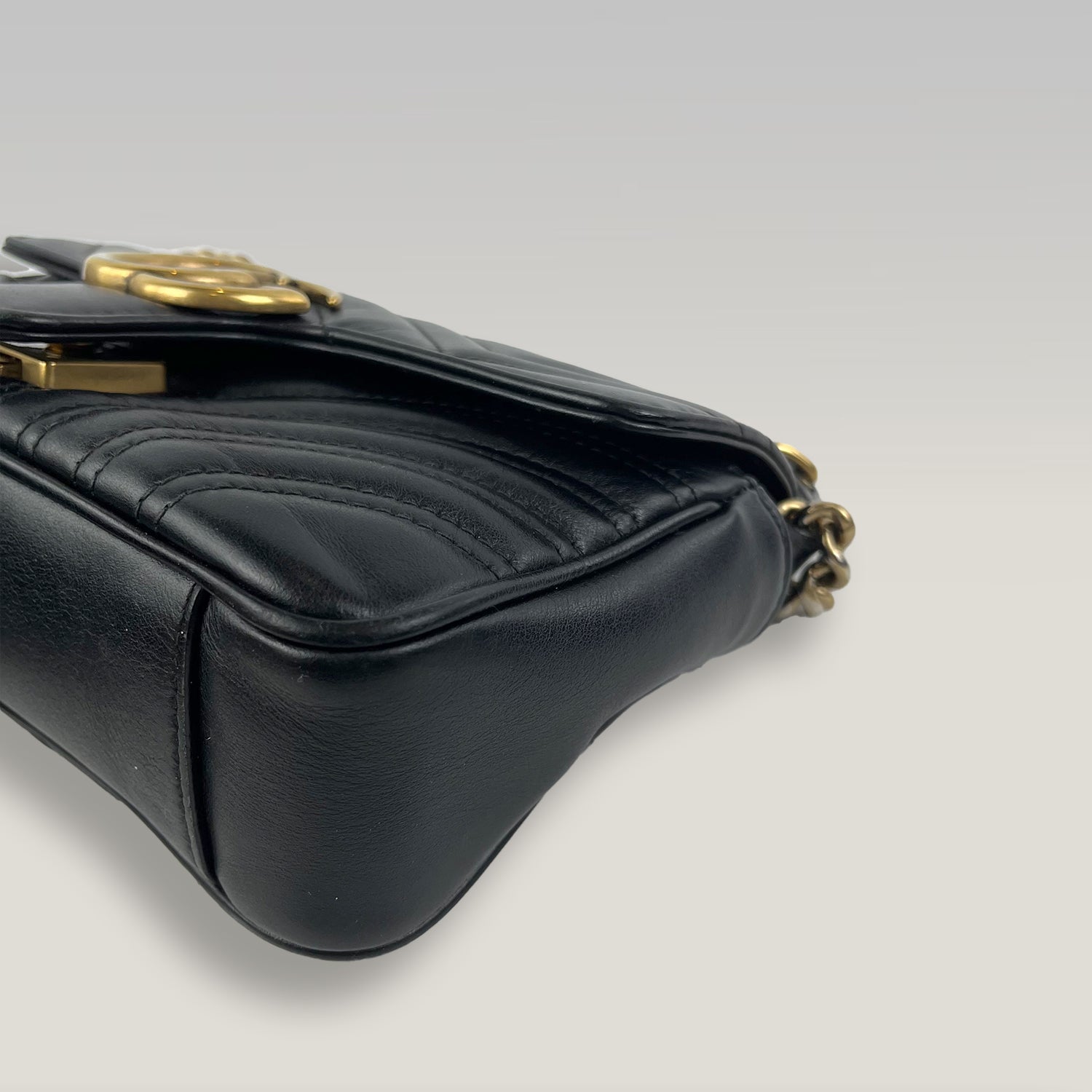Gucci GG Marmont Small Matelassé Leather Shoulder Bag Black Chain Crossbody Bag