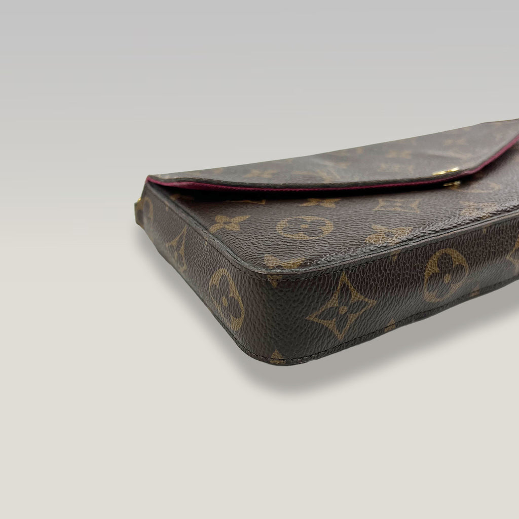Louis Vuitton Pochette Félicie Monogram Marrone con Inserto Rosso
