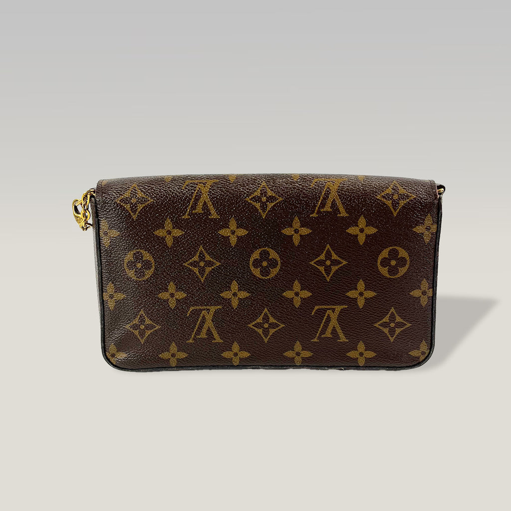 Louis Vuitton Pochette Félicie Monogram Marrone con Inserto Rosso