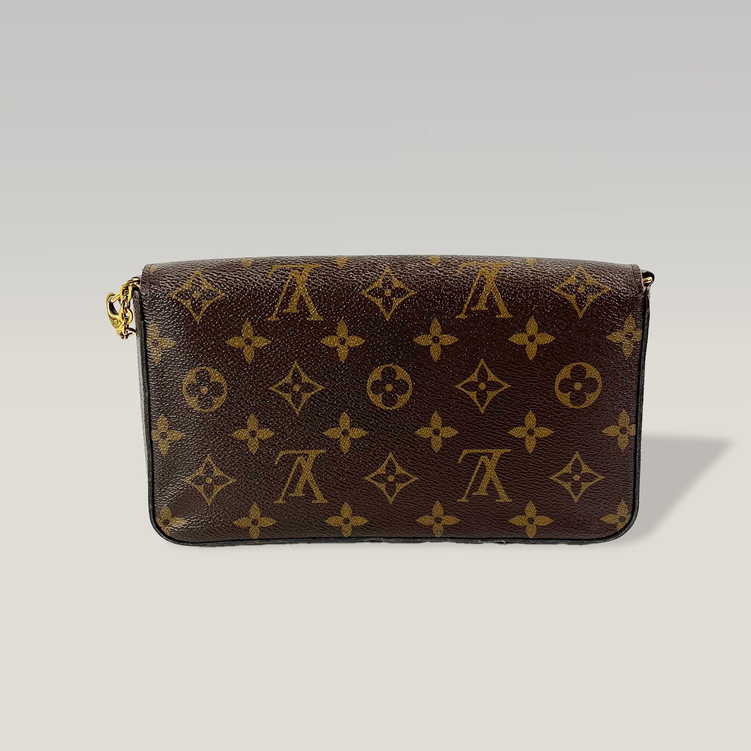 Louis Vuitton Pochette Félicie Monogram Marrone con Inserto Rosso