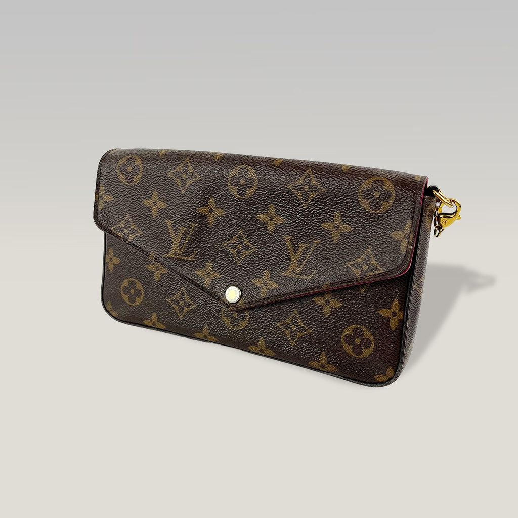Louis Vuitton Pochette Félicie Monogram Marrone con Inserto Rosso