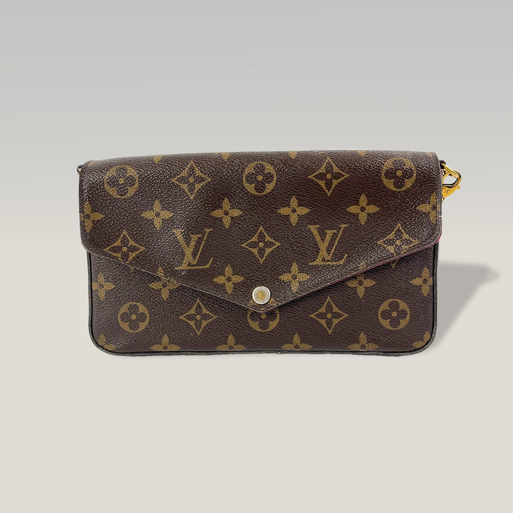 Louis Vuitton Pochette Félicie Monogram Marrone con Inserto Rosso