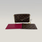 Louis Vuitton Pochette Félicie Monogram Marrone con Inserto Rosso