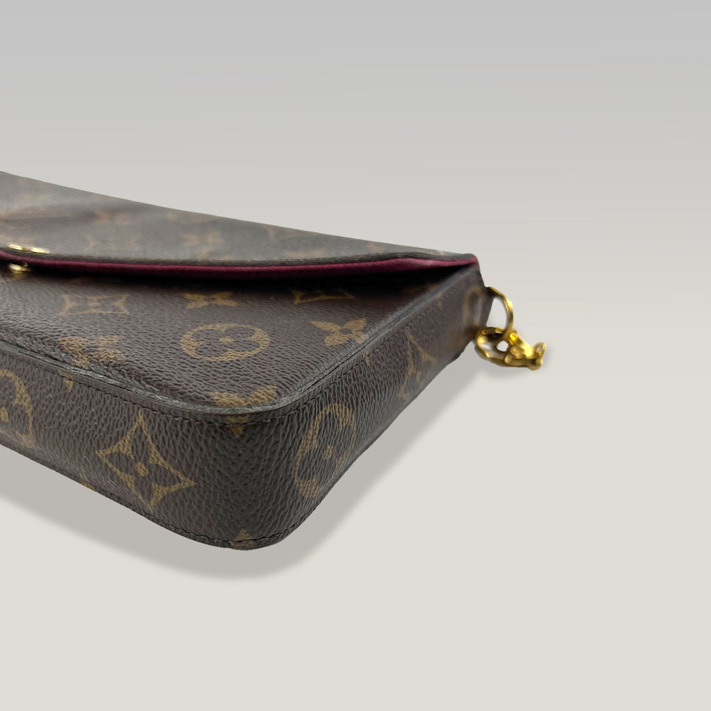 Louis Vuitton Pochette Félicie Monogram Marrone con Inserto Rosso