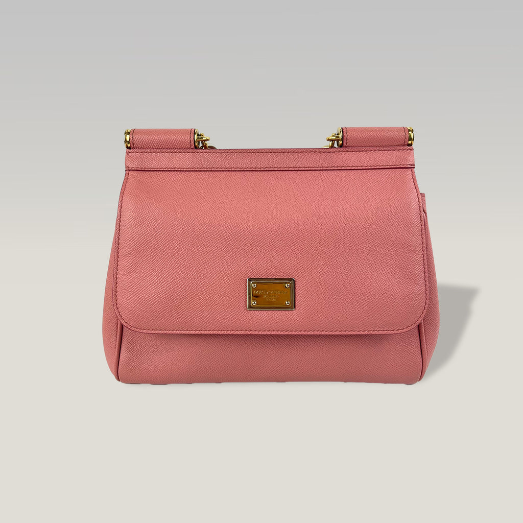 Dolce & Gabbana Sicily Borsa Media Rosa in Pelle