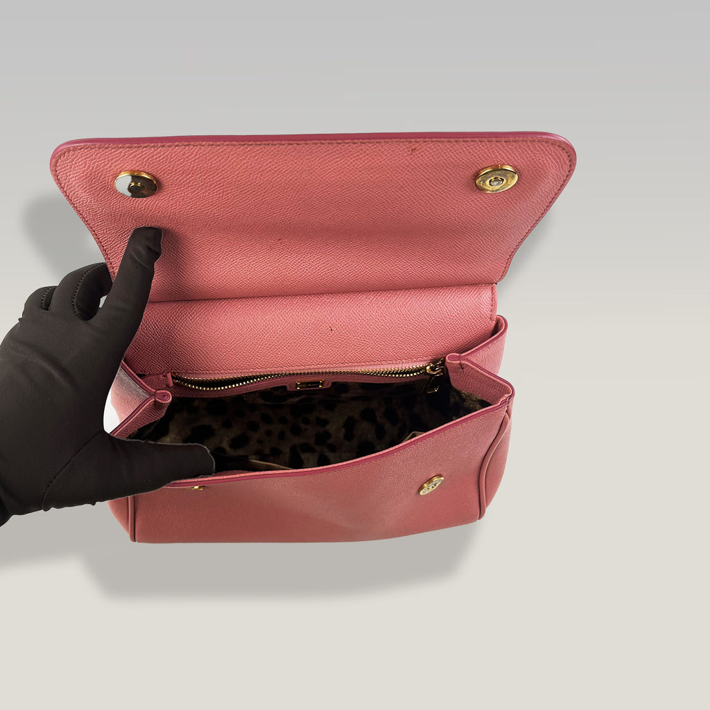 Dolce & Gabbana Sicily Borsa Media Rosa in Pelle