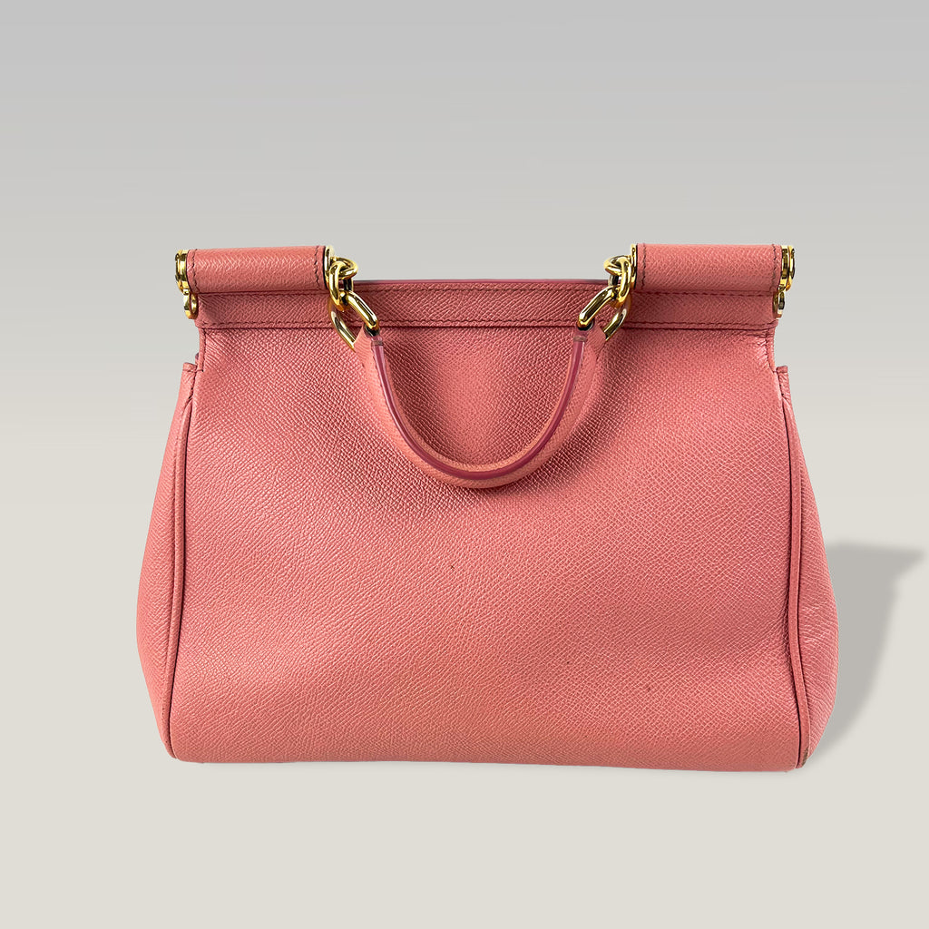 Dolce & Gabbana Sicily Borsa Media Rosa in Pelle