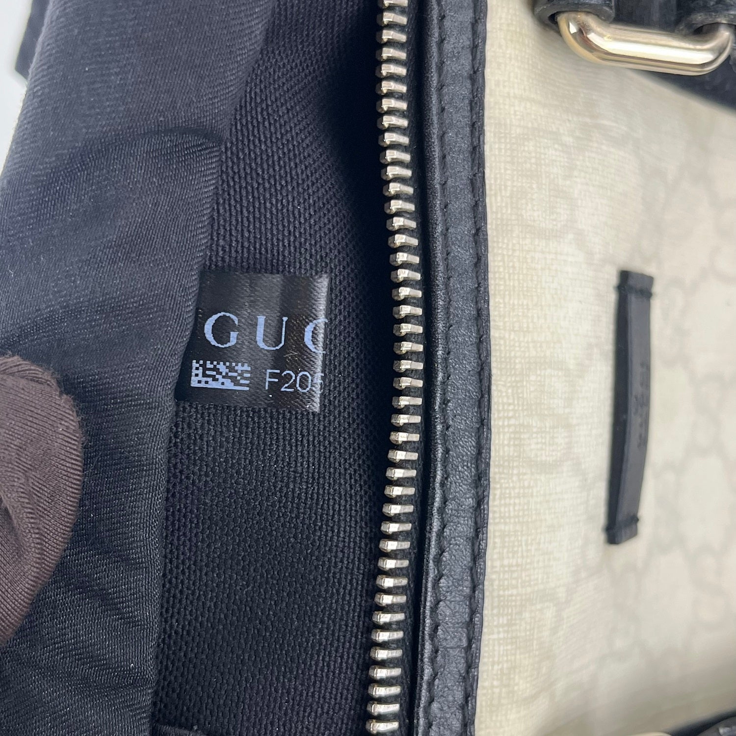 Gucci Joy Boston GG Supreme Ivory Canvas & Black Leather Bag