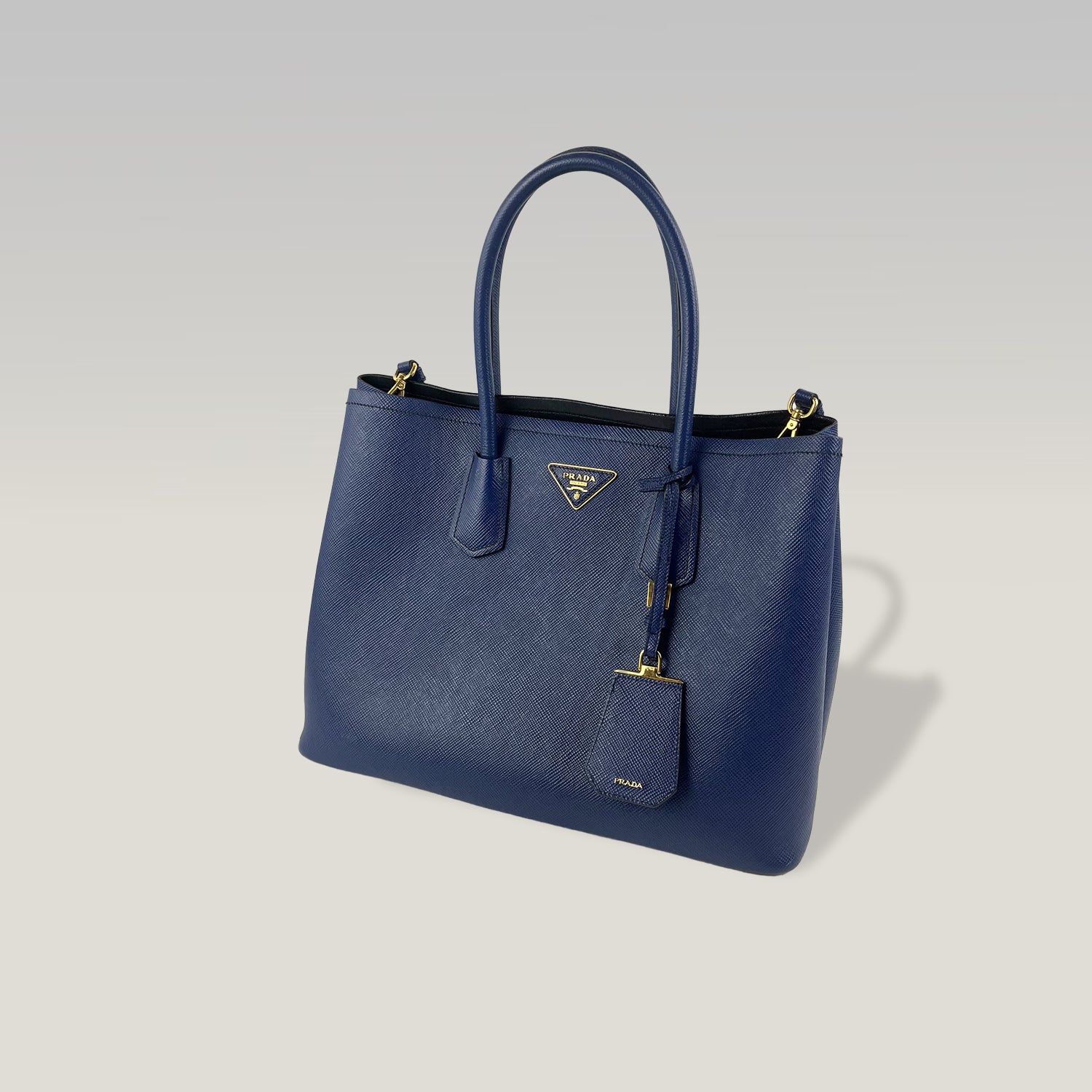 Prada Borsa Tote Grande in Pelle Saffiano Blu