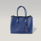 Prada Borsa Tote Grande in Pelle Saffiano Blu