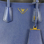 Prada Borsa Tote Grande in Pelle Saffiano Blu
