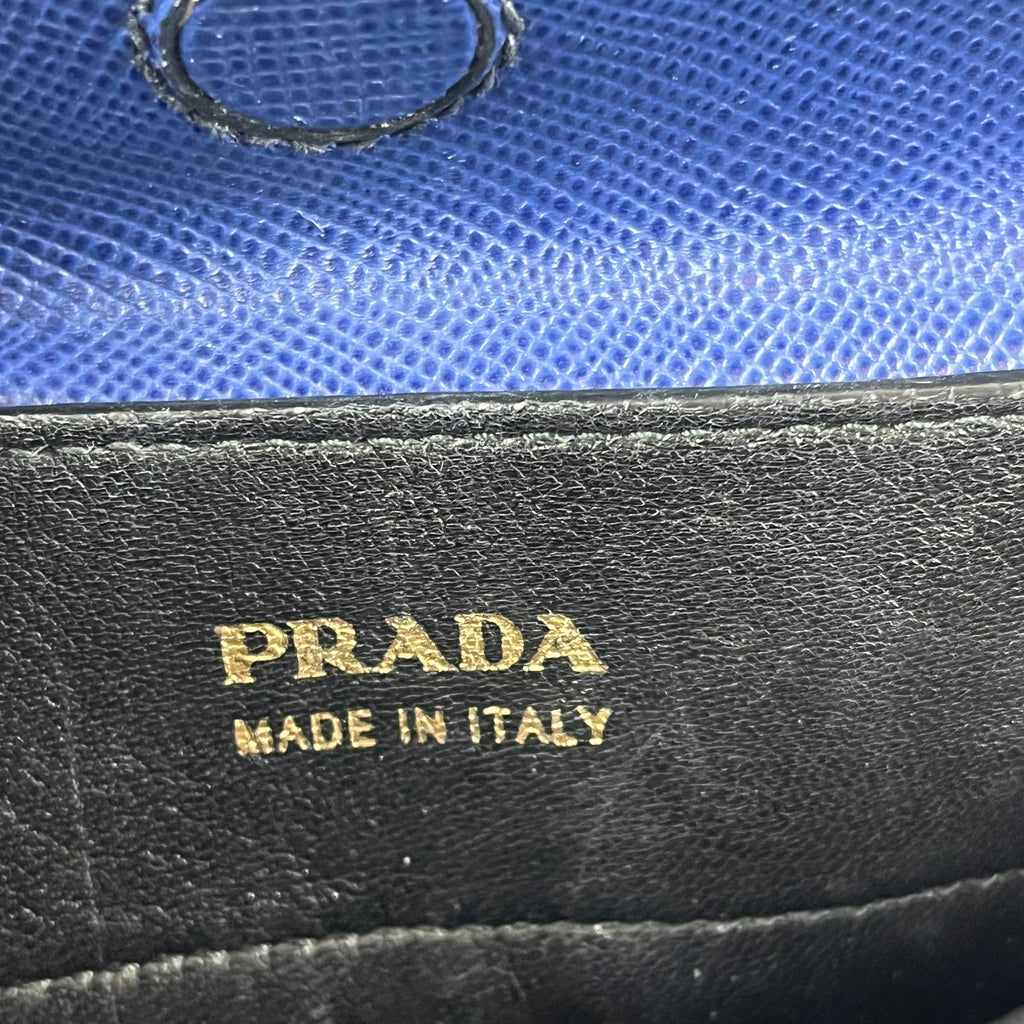 Prada Borsa Tote Grande in Pelle Saffiano Blu