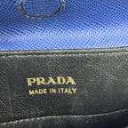 Prada Borsa Tote Grande in Pelle Saffiano Blu