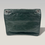 Saint Laurent Niki Medium Crinkled Leather Shoulder Bag Dark Green Chain Crossbody Bag