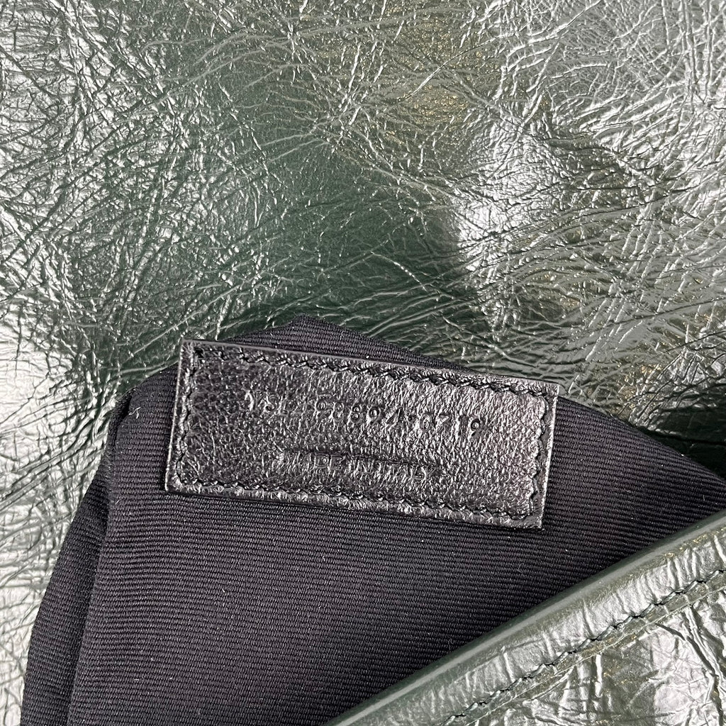 Saint Laurent Niki Medium Crinkled Leather Shoulder Bag Dark Green Chain Crossbody Bag