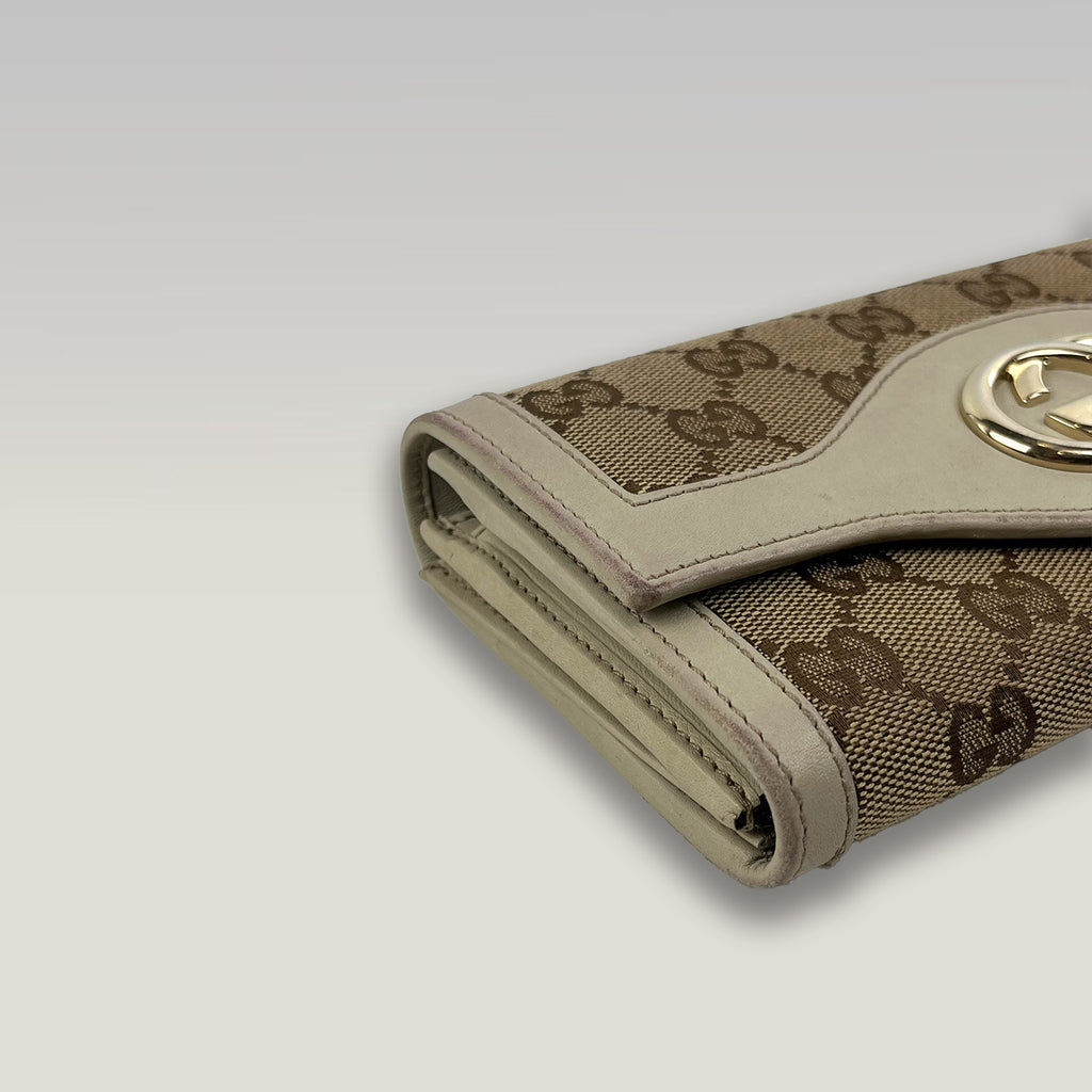 Gucci Long GG Canvas Wallet with Flap 