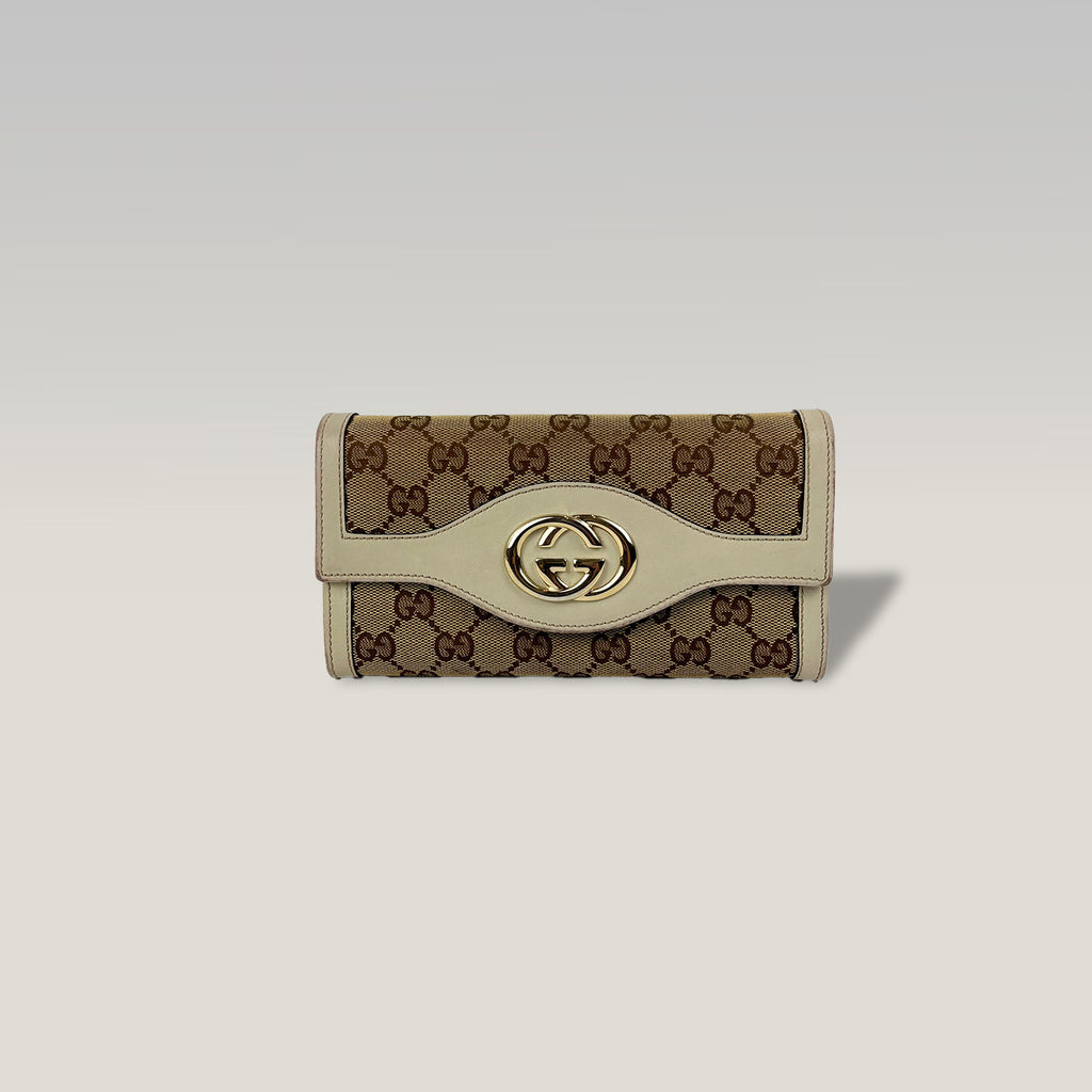 Gucci Long GG Canvas Wallet with Flap 