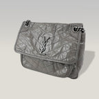 Saint Laurent Niki Medium in Pelle Vintage Grigio Elefante