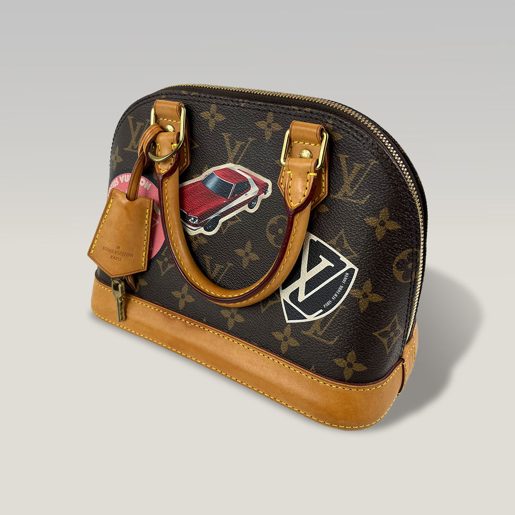 Louis Vuitton Alma BB Monogram Canvas Travel Stickers Top Handle & Crossbody Bag