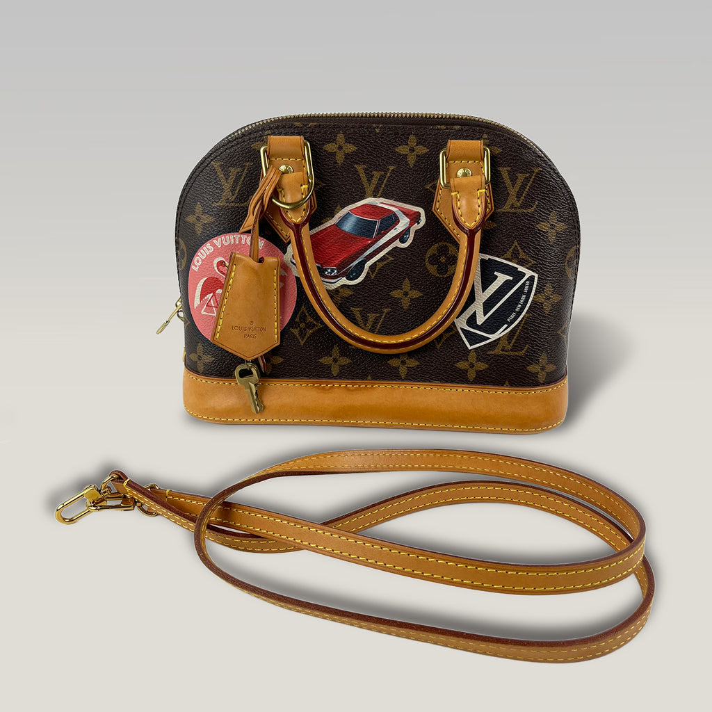 Louis Vuitton Alma BB Monogram Canvas Travel Stickers Top Handle & Crossbody Bag