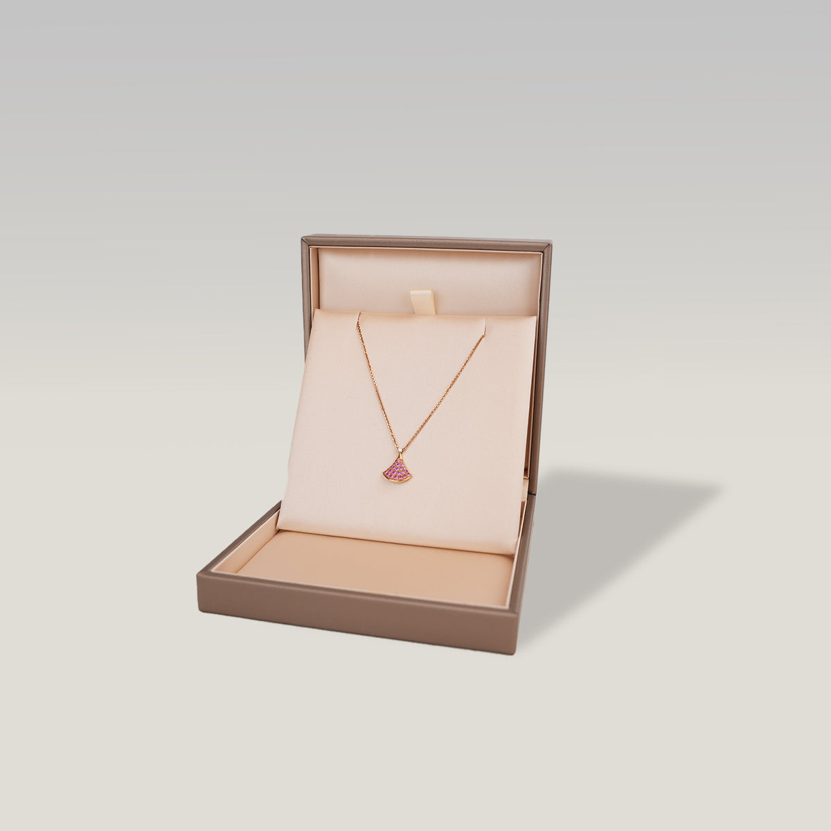 Bvlgari Divas’ Dream Rose Gold Pink Sapphire and Diamond Pendant Necklace with Box