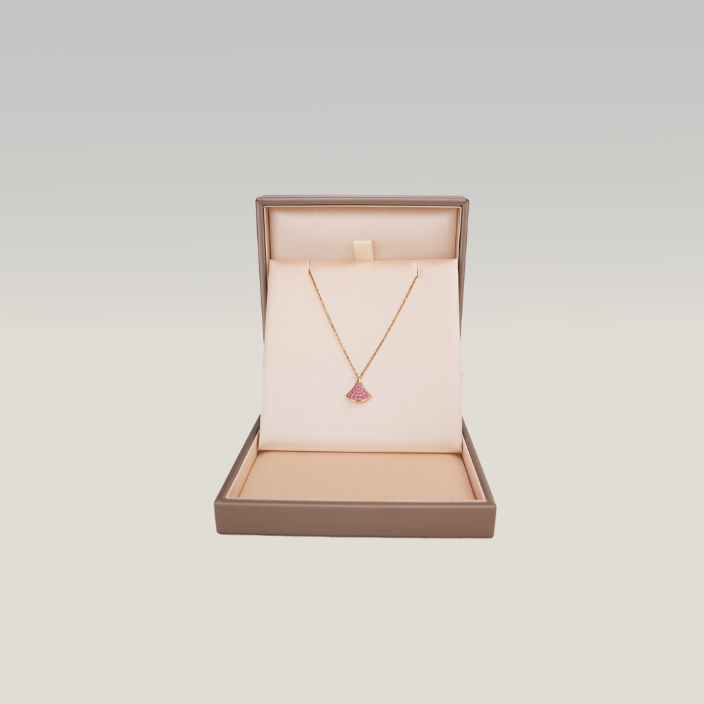 Bvlgari Divas’ Dream Rose Gold Pink Sapphire and Diamond Pendant Necklace with Box