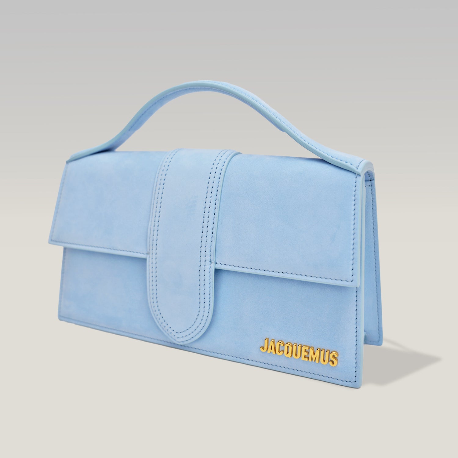 Jacquemus Le Grand Bambino Azzurro in Pelle con Manico