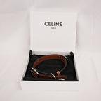 Celine Collare per Cane Medium in Tela Triomphe Marrone e Pelle di Vitello Tan con Medaglia Argentata
