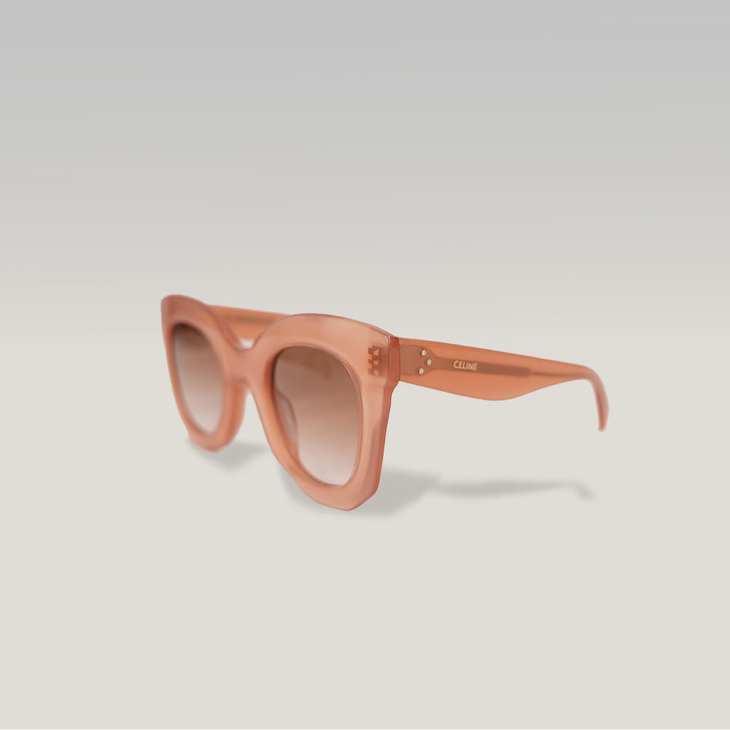 Celine Oversized Round Peach Sunglasses in Translucent Pink Acetate