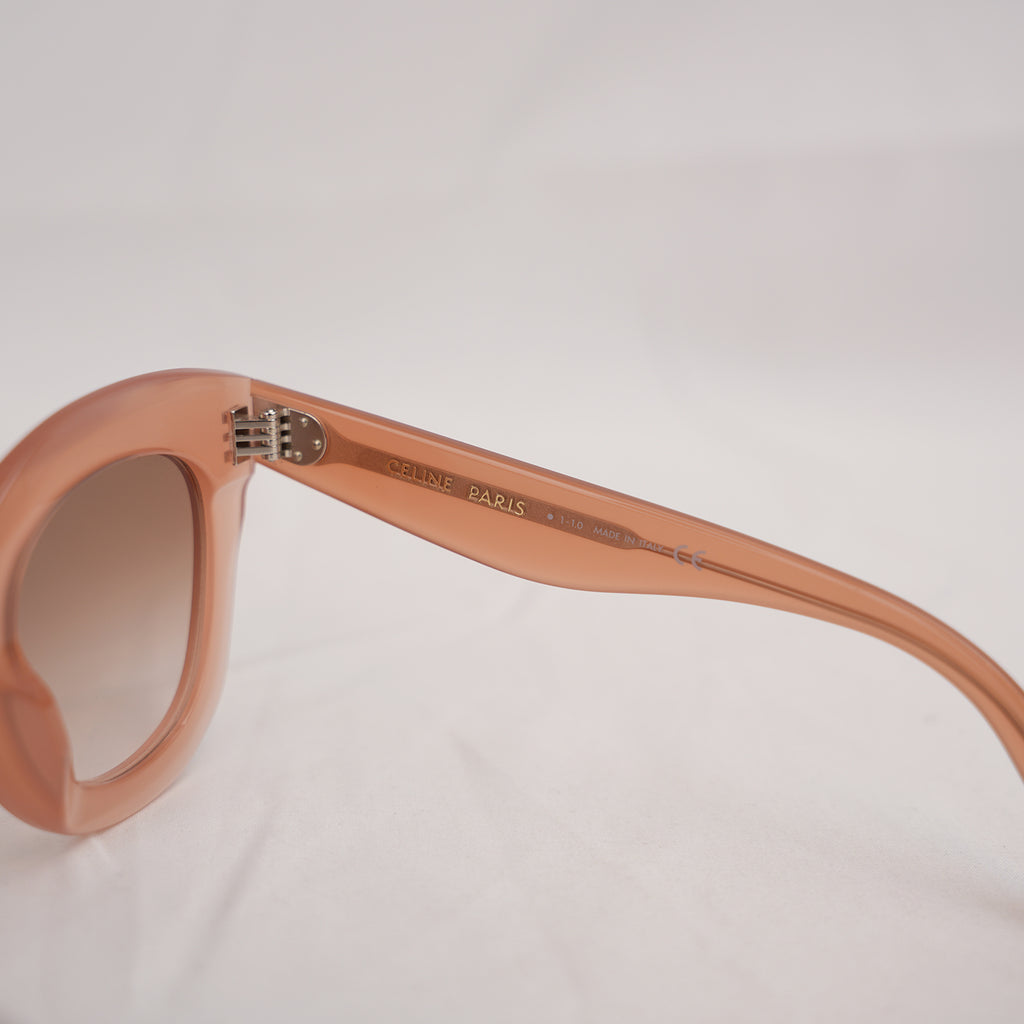 Celine Oversized Round Peach Sunglasses in Translucent Pink Acetate