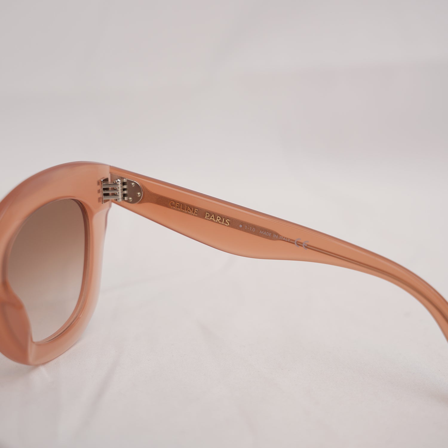 Celine Oversized Round Peach Sunglasses in Translucent Pink Acetate