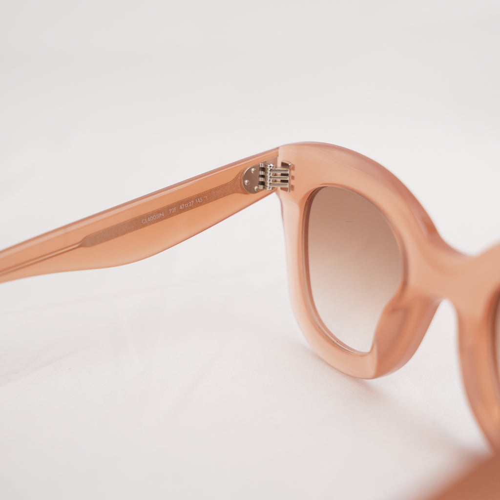Celine Oversized Round Peach Sunglasses in Translucent Pink Acetate