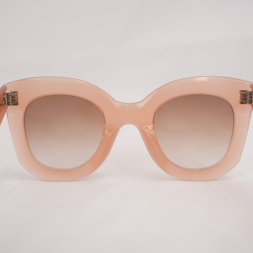 Celine Oversized Round Peach Sunglasses in Translucent Pink Acetate