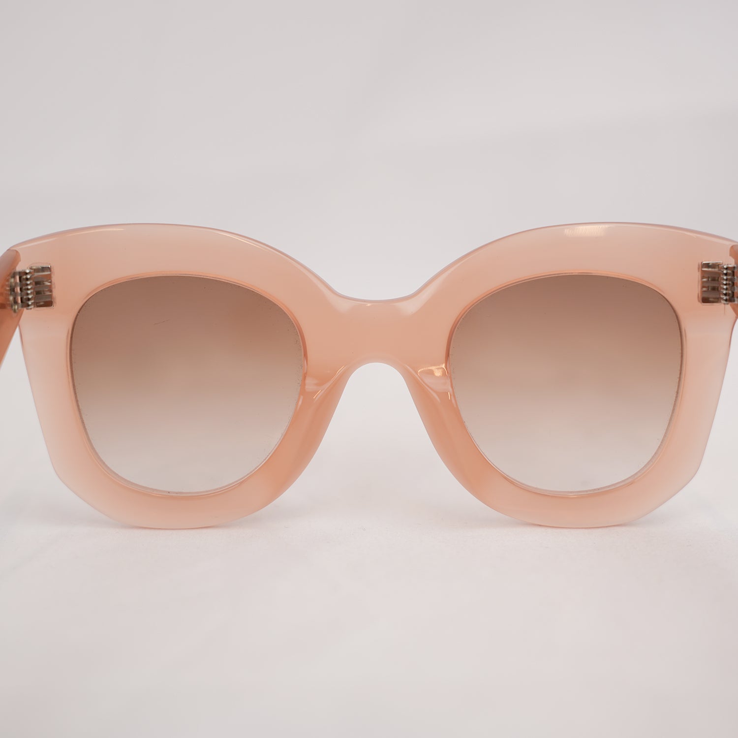 Celine Oversized Round Peach Sunglasses in Translucent Pink Acetate